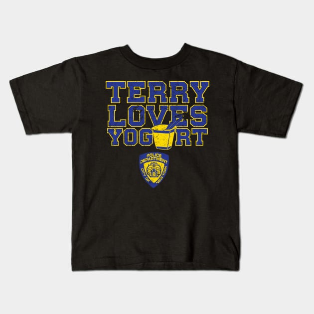 Terry Loves Yogurt Kids T-Shirt by mavric88